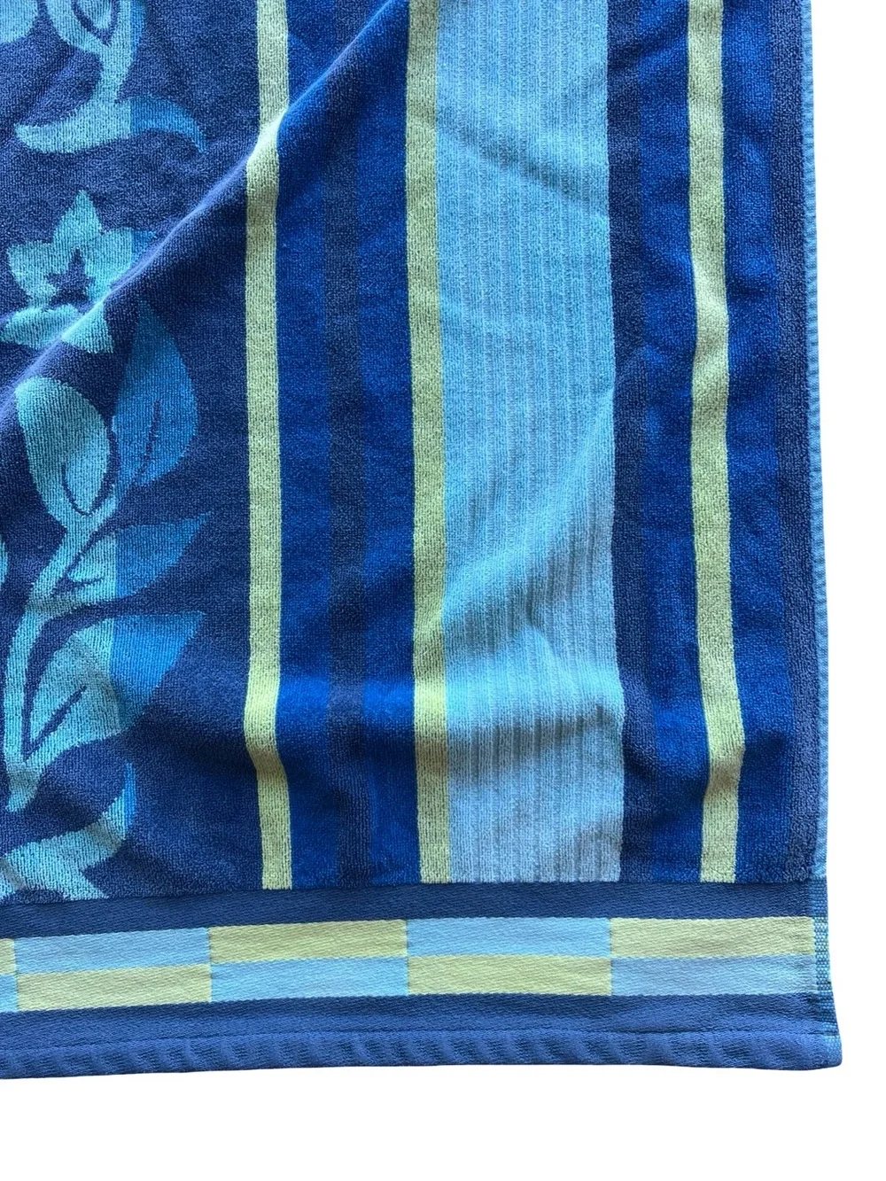 KIRKLAND Extra-Large Beach Towel 67x36 Blue Aloha Egyptian Cotton Made in Egypt